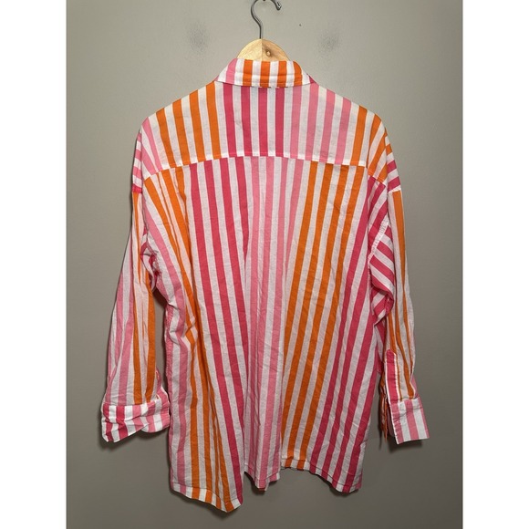 Beach Riot Alexa Sunset‎ Stripe Button Down Swim Cover-Up Shirt Large Petite - Picture 5 of 6